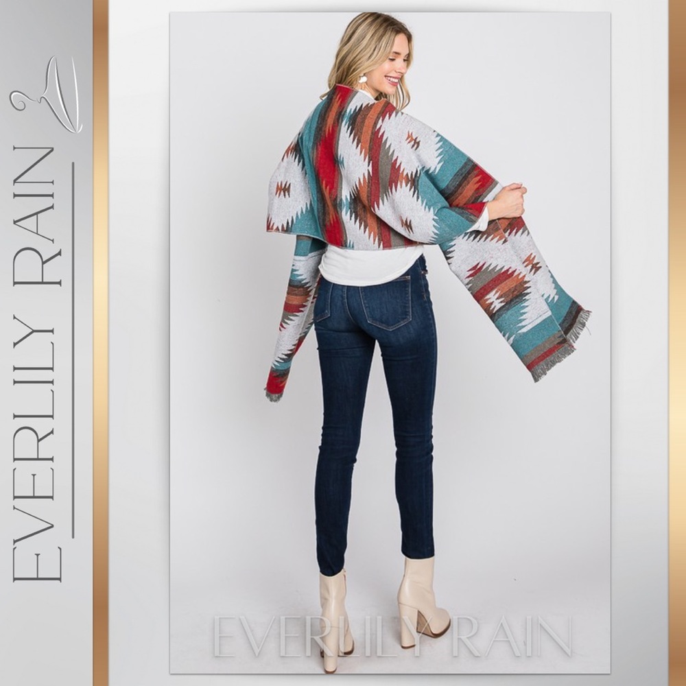 LAST ONE! Aztec Print Wide Long Scarf - Picture 4 of 12